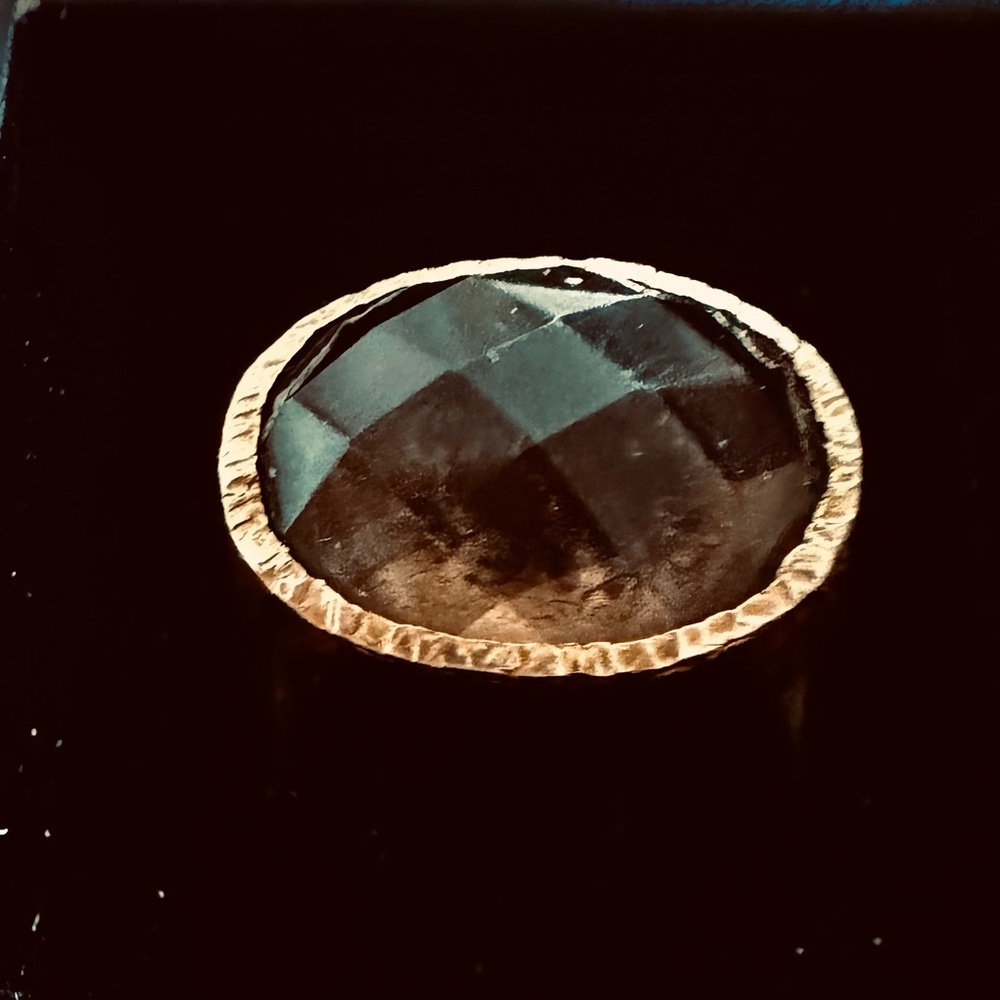 Vintage Ross Simons Smoky Quartz East West Ring Gold over Silver Size 9.5”